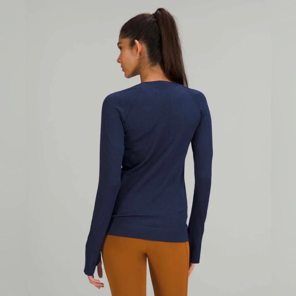Lululemon Rest Less Pullover Long Sleeve Base Layer in Night Sea Blue - Picture 2 of 10